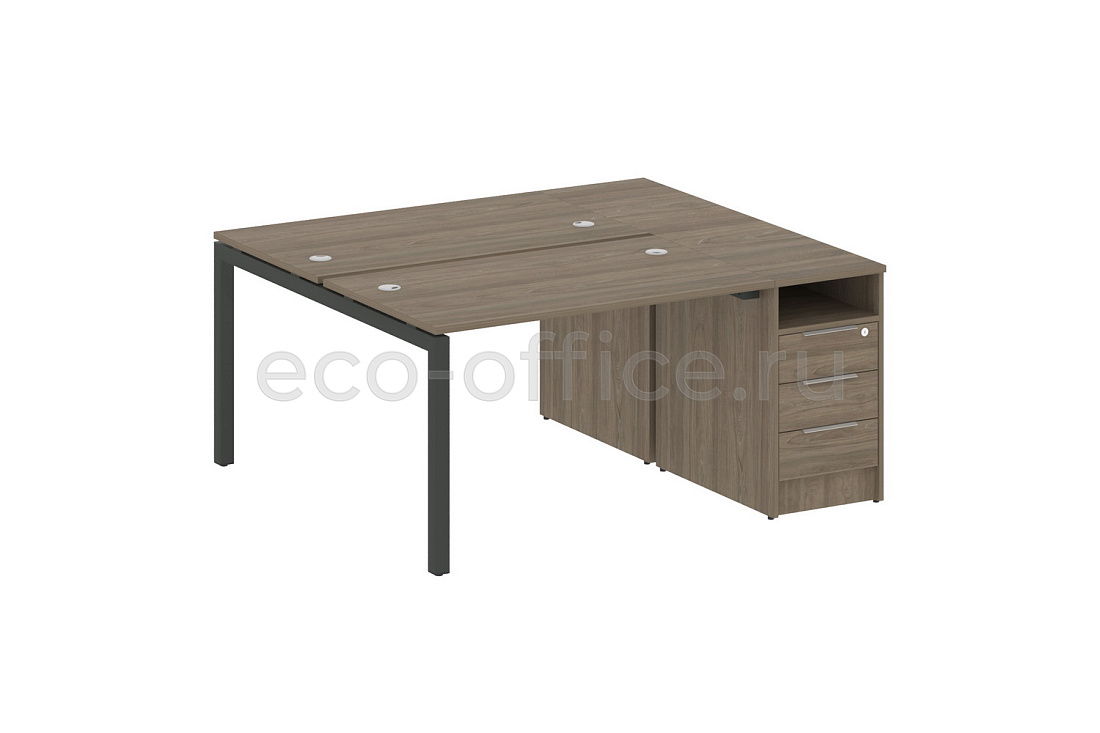 Рабочая станция с опорной тумбой METAL SYSTEM QUATTRO 5x5 50БП.РС-СТП-2.2 Вяз Благородный / Антрацит металл  купить в Москве