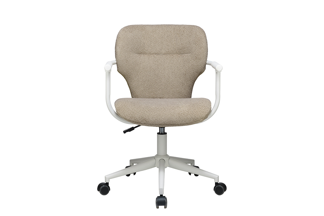 кресло eco-chair patrick w-237 бежевая ткань / белый каркас фото