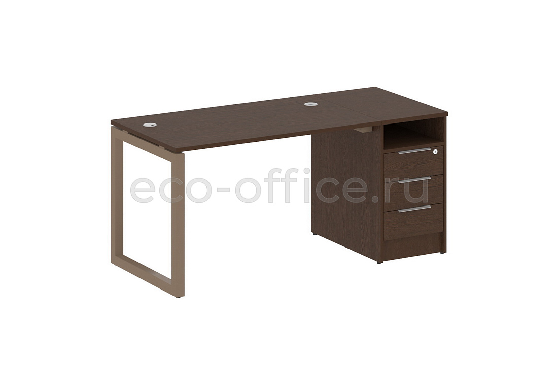 Рабочая станция с опорной тумбой METAL SYSTEM QUATTRO 5x5 50БО.РС-СТП-1.2 Венге Цаво / Мокко металл  стоимость