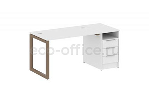 Рабочая станция с опорной тумбой METAL SYSTEM QUATTRO 5x5 50БО.РС-СТП-1.2 Белый / Мокко металл фото