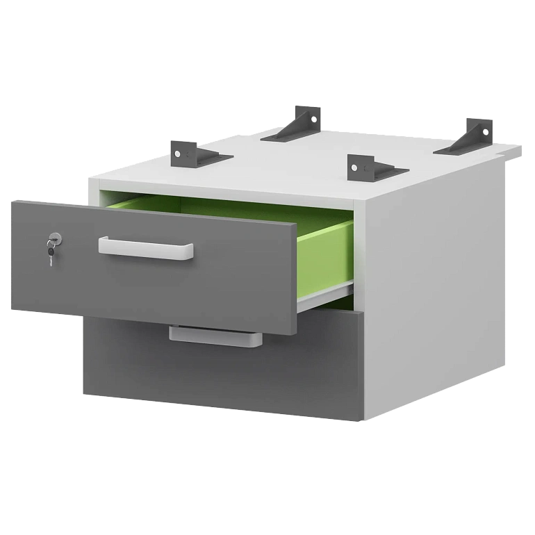 тумба подвесная для столов на м/каркасе гл.730 мм protech смт-2пд.73 белый/графит фото