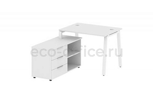 Рабочая станция с опорной тумбой METAL SYSTEM STYLE БА.РС-СТС-2.1 (L) Белый / Белый металл фото