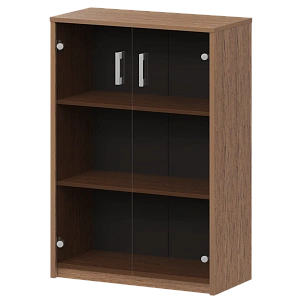 Стеллаж средний с тонированным стеклом Protech А-304/А-стл304тон Орех фото