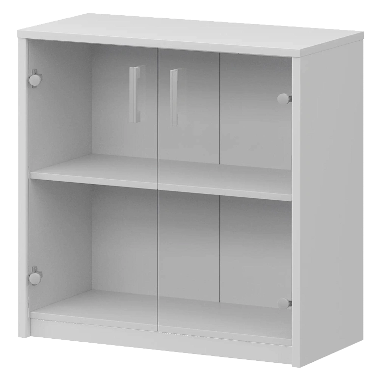 стеллаж низкий с прозрачным стеклом protech а-302/а-стл302пр белый фото