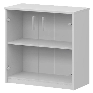 Стеллаж низкий с прозрачным стеклом Protech А-302/А-стл302пр Белый фото