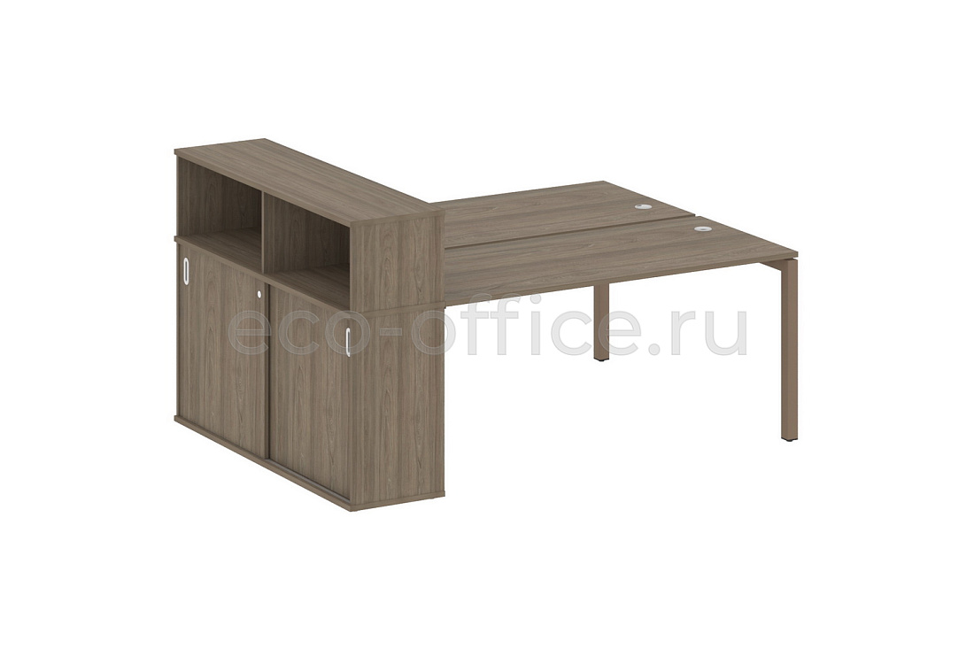 Рабочая станция с опорным шкафом-купе METAL SYSTEM QUATTRO 5x5 50БП.РС-СШК-2.4 Вяз Благородный / Мокко металл купить в Москве