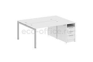 Рабочая станция с опорной тумбой METAL SYSTEM QUATTRO 5x5 50БП.РС-СТП-2.3 Белый / Серый металл фото