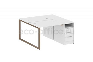 Рабочая станция с опорной тумбой METAL SYSTEM STYLE БО.РС-СТП-2.1 Белый / Мокко металл фото