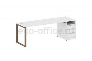 Рабочая станция с опорной тумбой METAL SYSTEM STYLE БО.РС-СТП-1.5 Белый / Мокко металл фото