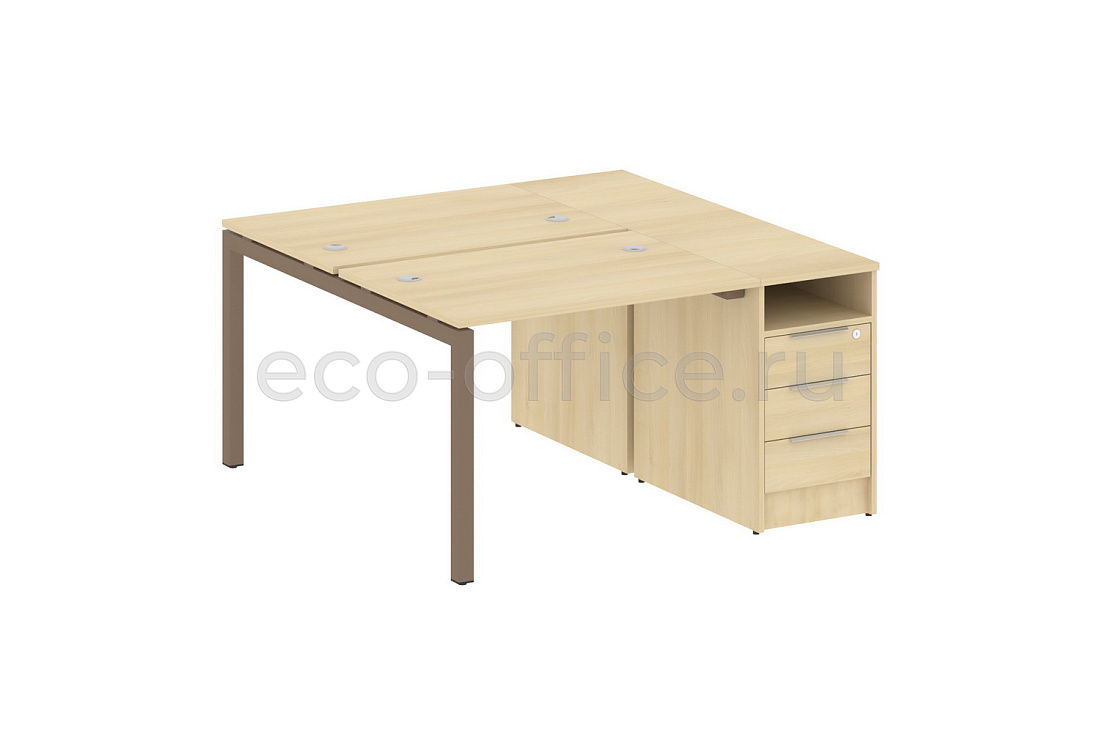 Рабочая станция с опорной тумбой METAL SYSTEM QUATTRO 5x5 50БП.РС-СТП-2.2 Акация Лорка / Мокко металл купить в Москве