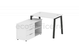 Рабочая станция с опорной тумбой METAL SYSTEM STYLE БА.РС-СТС-2.1 (L) Белый / Антрацит металл фото