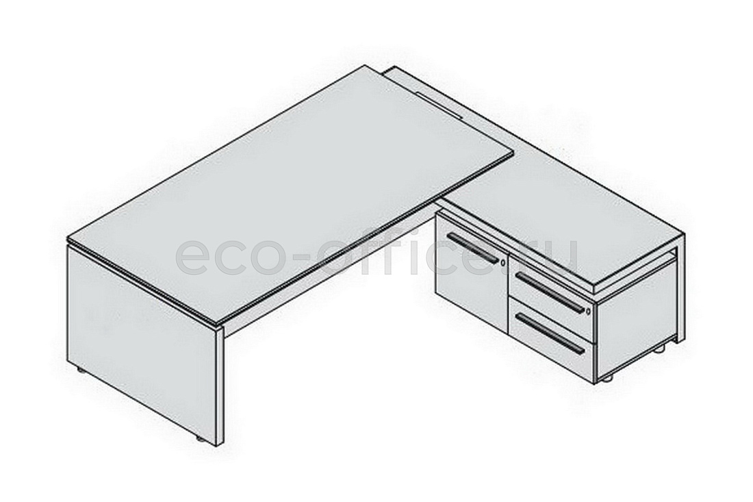 Стол руководителя с правой приставкой (с top access) E.O.S. 118221 Light Poplar (Cod.64)  стоимость