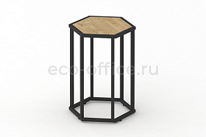 Стол журнальный HEX-600 Тиквуд Светлый / Чёрный металл фото