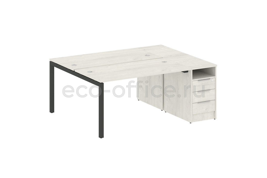 Рабочая станция с опорной тумбой METAL SYSTEM QUATTRO 5x5 50БП.РС-СТП-2.3 Дуб Наварра / Антрацит металл  купить в Москве