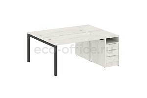 Рабочая станция с опорной тумбой METAL SYSTEM QUATTRO 5x5 50БП.РС-СТП-2.3 Дуб Наварра / Антрацит металл фото