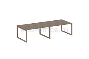 Стол переговорный (2 столешницы) METAL SYSTEM QUATTRO 5x5 50БО.ПРГ-2.4 Вяз Благородный / Мокко металл фото