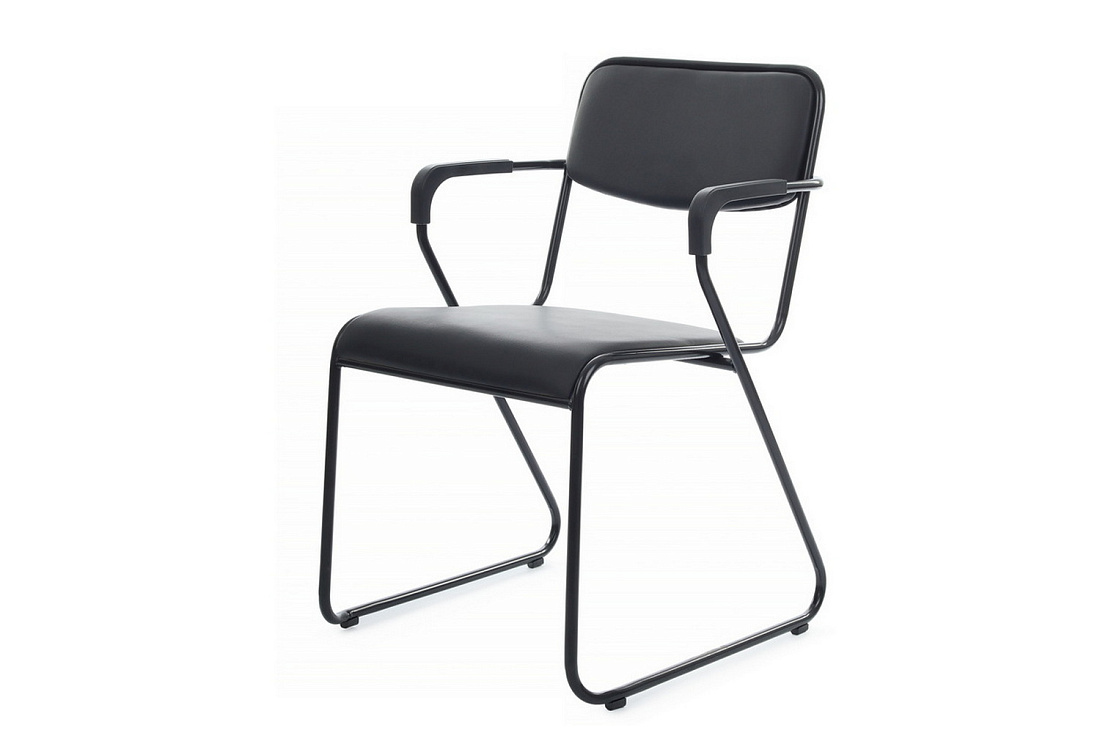 кресло rv chair nix plus omkl-03b чёрная экокожа / чёрный металл фото