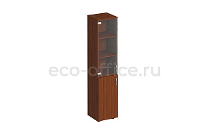 Шкаф для документов узкий со стеклом КОМФОРТ К.381 Французский Орех фото