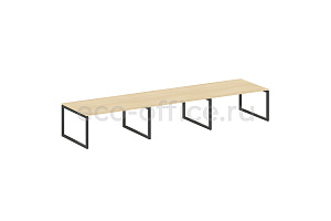 Стол переговорный (3 столешницы) METAL SYSTEM QUATTRO 5x5 50БО.ПРГ-3.4 Акация Лорка / Антрацит металл фото