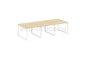 Стол переговорный (3 столешницы) METAL SYSTEM QUATTRO 5x5 50БО.ПРГ-3.1 Акация Лорка / Белый металл фото