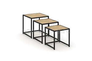 Стол журнальный LOFT VR.L-SJK-40 Тиквуд Светлый / Чёрный металл фото