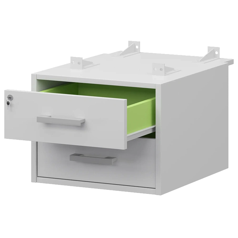 тумба подвесная для столов на м/каркасе гл.730 мм protech амт2-02ц.73 белый/белый фото