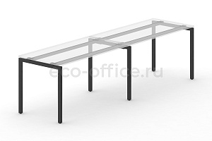 Металлокаркас на П-образных опорах 40x40 для рабочей станции 2000*720 Черный металл фото