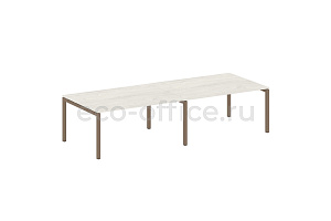 Стол переговорный (2 столешницы) METAL SYSTEM QUATTRO 5x5 50БП.ПРГ-2.4 Дуб Наварра / Мокко металл фото