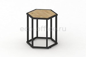 Стол журнальный HEX-450 Тиквуд Светлый / Чёрный металл фото