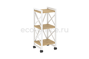 Стеллаж на колесных опорах LOFT VR.L-MST.K-3.4 Тиквуд Светлый / Белый металл фото