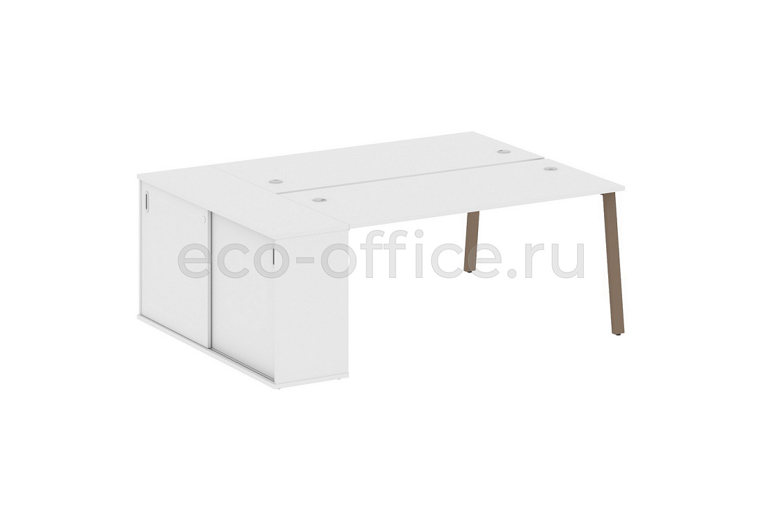 Рабочая станция с опорным шкафом-купе METAL SYSTEM STYLE БА.РС-СШК-1.4 Белый / Мокко металл  стоимость