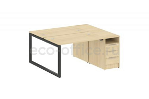 Рабочая станция с опорной тумбой METAL SYSTEM QUATTRO 5x5 50БО.РС-СТП-2.2 Акация Лорка / Антрацит металл фото