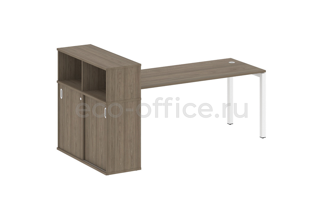 Стол письменный с опорным шкафом-купе METAL SYSTEM QUATTRO 5x5 50БП.РС-СШК-3.5 Вяз Благородный / Белый металл купить в Москве