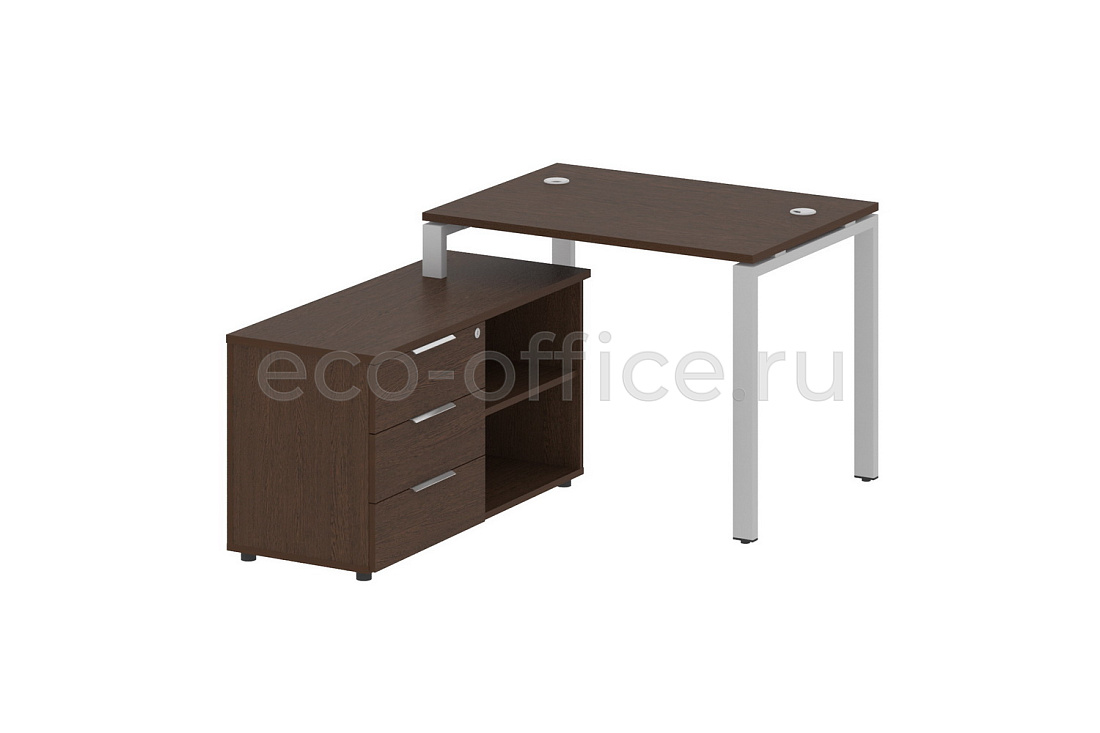 Рабочая станция с опорной тумбой METAL SYSTEM STYLE БП.РС-СТС-2.1 (L) Венге Цаво / Серый металл  стоимость