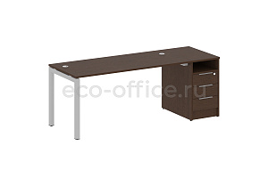 Рабочая станция с опорной тумбой METAL SYSTEM QUATTRO 5x5 50БП.РС-СТП-1.4 Венге Цаво / Серый металл фото