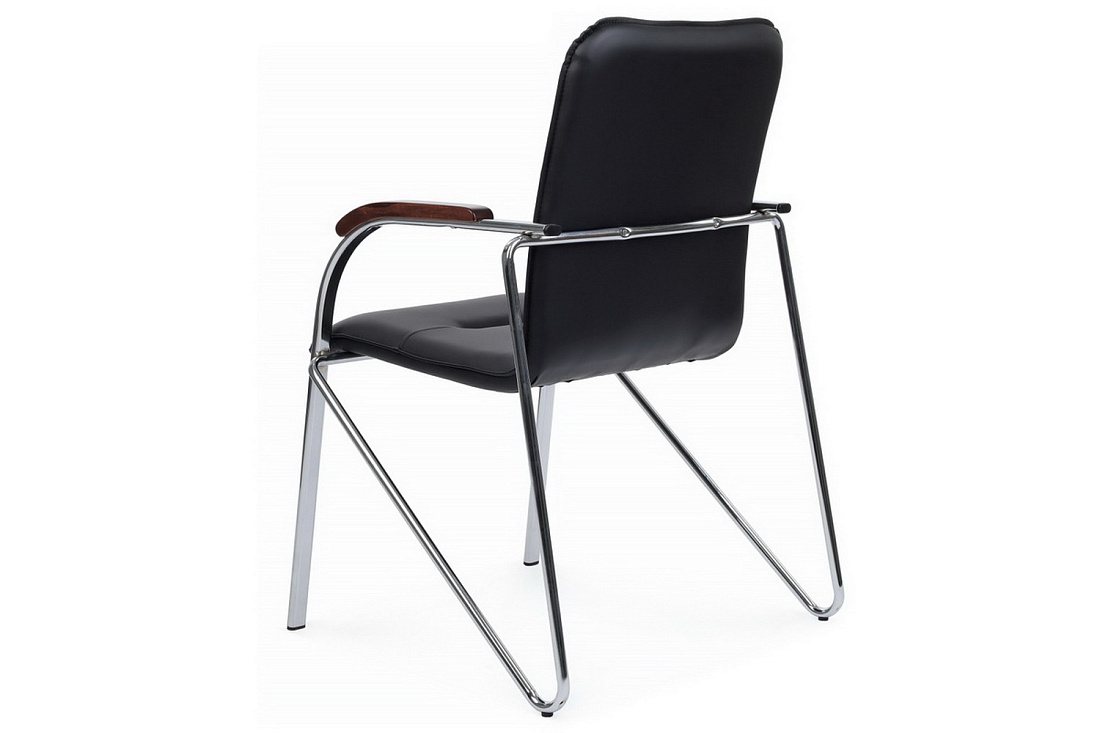 конференц-кресло rv chair самба на гальванических опорах smb-02h чёрная экокожа фото