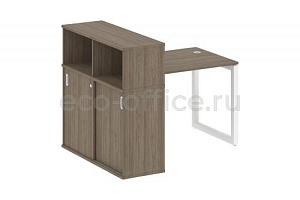 Стол письменный с опорным шкафом-купе METAL SYSTEM QUATTRO 5x5 50БО.РС-СШК-3.1 Вяз Благородный / Белый металл фото