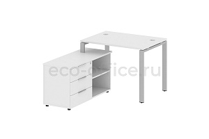 Рабочая станция с опорной тумбой METAL SYSTEM STYLE БП.РС-СТС-2.1 (L) Белый / Серый металл фото
