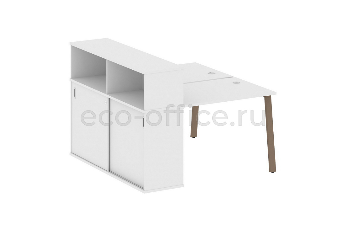 Рабочая станция с опорным шкафом-купе METAL SYSTEM STYLE БА.РС-СШК-2.1 Белый / Мокко металл  стоимость