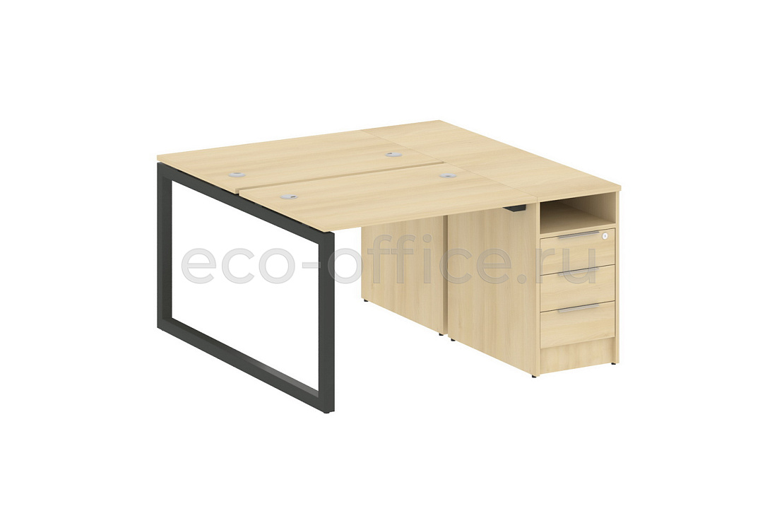 Рабочая станция с опорной тумбой METAL SYSTEM QUATTRO 5x5 50БО.РС-СТП-2.1 Акация Лорка / Антрацит металл  стоимость