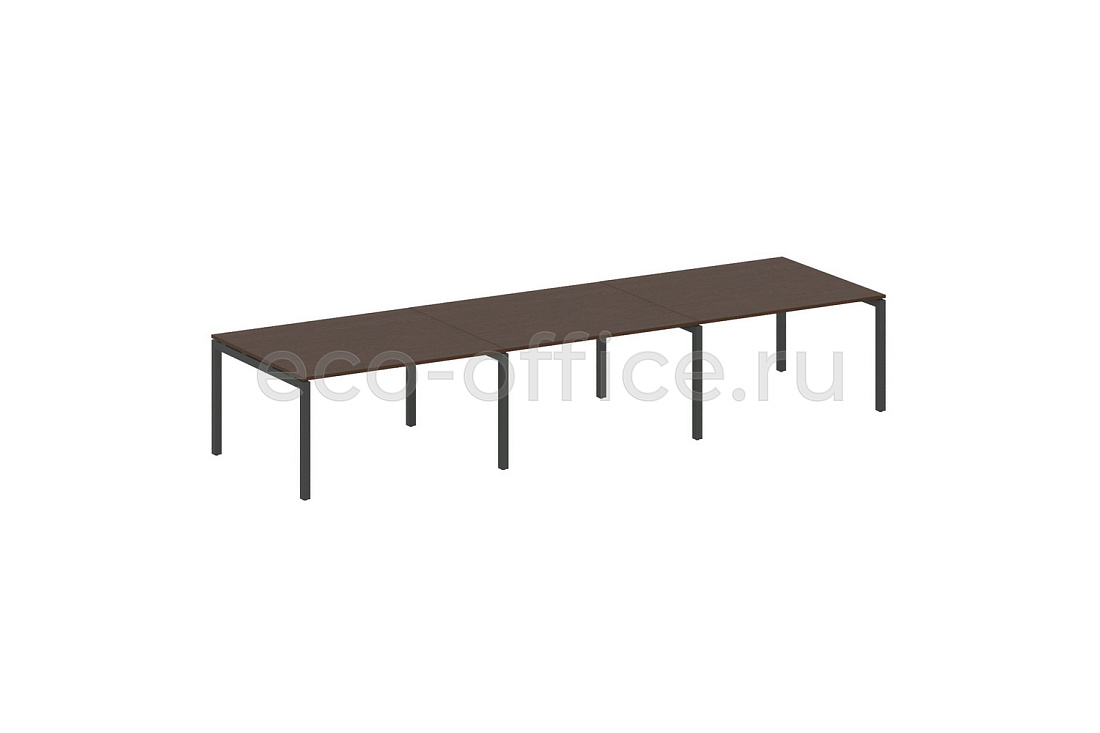 Стол переговорный (3 столешницы) METAL SYSTEM QUATTRO 5x5 50БП.ПРГ-3.3 Венге Цаво / Антрацит металл  стоимость