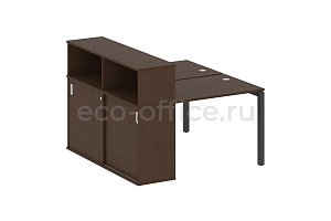 Рабочая станция с опорным шкафом-купе METAL SYSTEM QUATTRO 5x5 50БП.РС-СШК-2.1 Венге Цаво / Антрацит металл фото