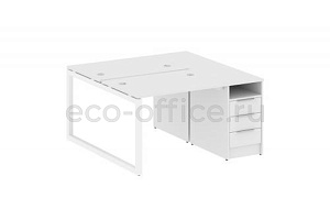 Рабочая станция с опорной тумбой METAL SYSTEM QUATTRO 5x5 50БО.РС-СТП-2.1 Белый / Белый металл фото