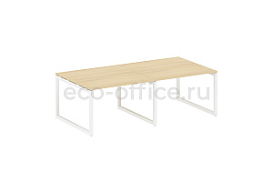 Стол переговорный (2 столешницы) METAL SYSTEM QUATTRO 5x5 50БО.ПРГ-2.2 Акация Лорка / Белый металл фото