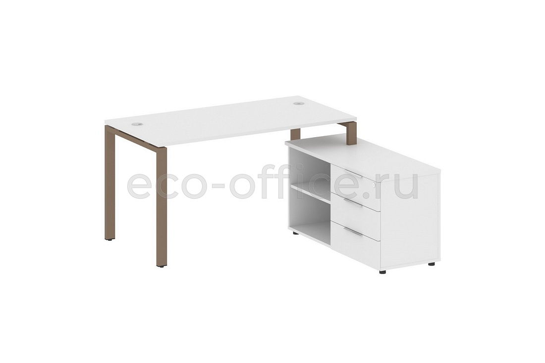 Рабочая станция с опорной тумбой METAL SYSTEM STYLE БП.РС-СТС-2.3 (R) Белый / Мокко металл  стоимость