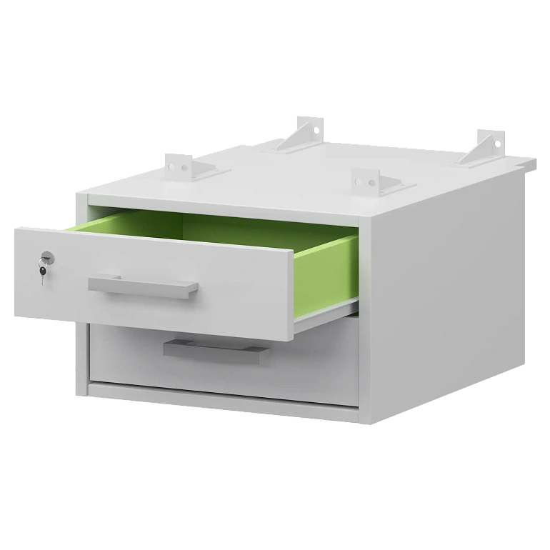 тумба подвесная для столов на м/каркасе гл.730 мм protech амт2-02м.73 белый/белый фото