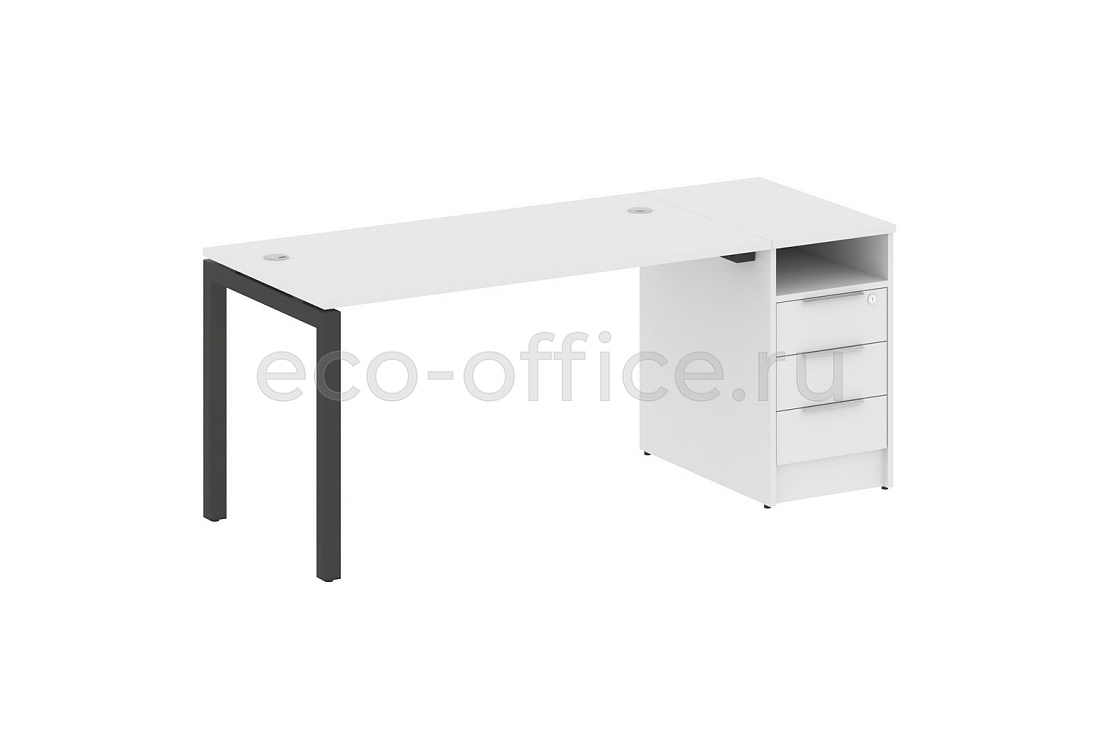 Рабочая станция с опорной тумбой METAL SYSTEM QUATTRO 5x5 50БП.РС-СТП-1.3 Белый / Антрацит металл купить в Москве