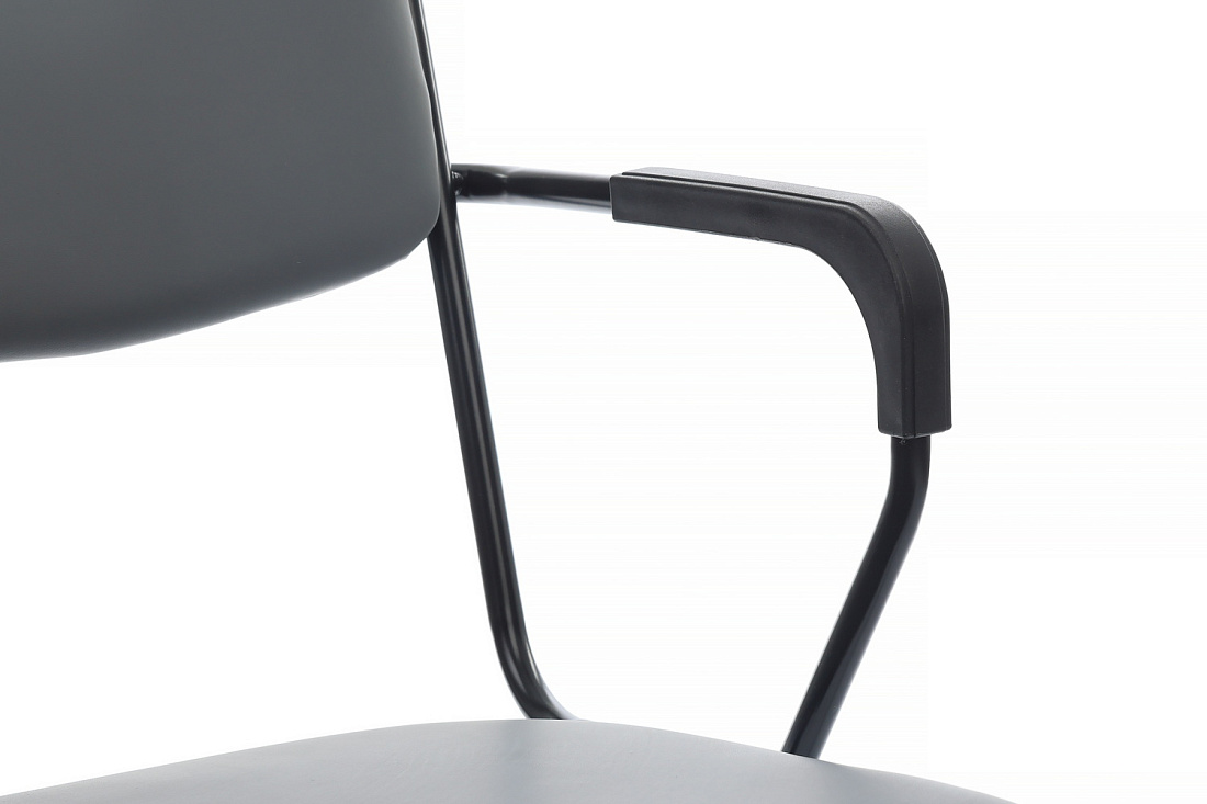 кресло rv chair nix plus omkl-03b серая экокожа / чёрный металл фото