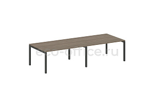 Стол переговорный (2 столешницы) METAL SYSTEM QUATTRO 5x5 50БП.ПРГ-2.4 Вяз Благородный / Антрацит металл фото