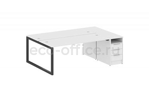 Рабочая станция с опорной тумбой METAL SYSTEM QUATTRO 5x5 50БО.РС-СТП-2.5 Белый / Антрацит металл фото